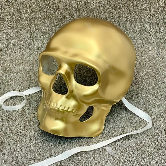 Gold Skull Day of The Dead Halloween Face Mask - Picture 1 of 3